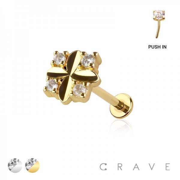 MULTI CZ SQUARE TOP THREADLESS (PUSH IN) 316L SURGICAL STEEL LABRET SET